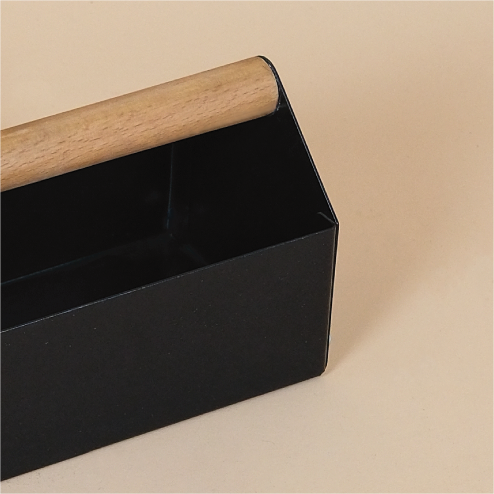 MIDBOX KUTU | Ahşap Saplı Metal Kutu Siyah