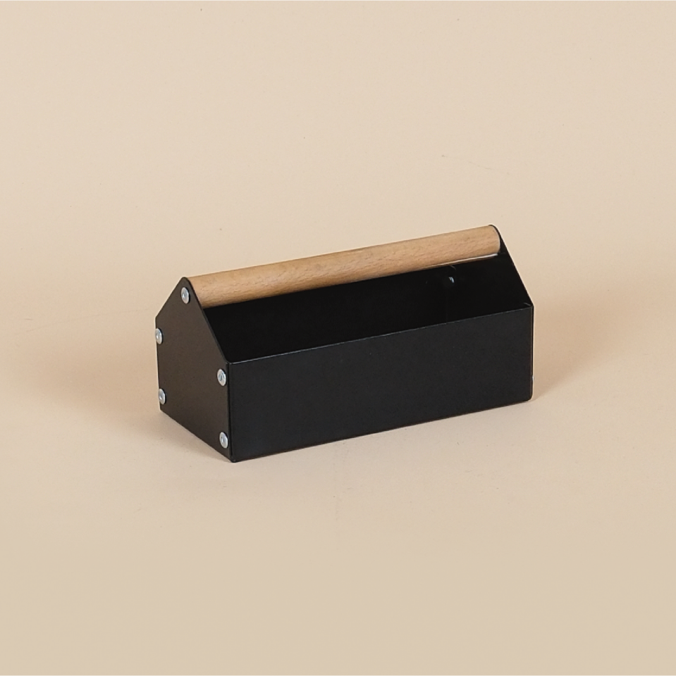 MIDBOX KUTU | Ahşap Saplı Metal Kutu Siyah