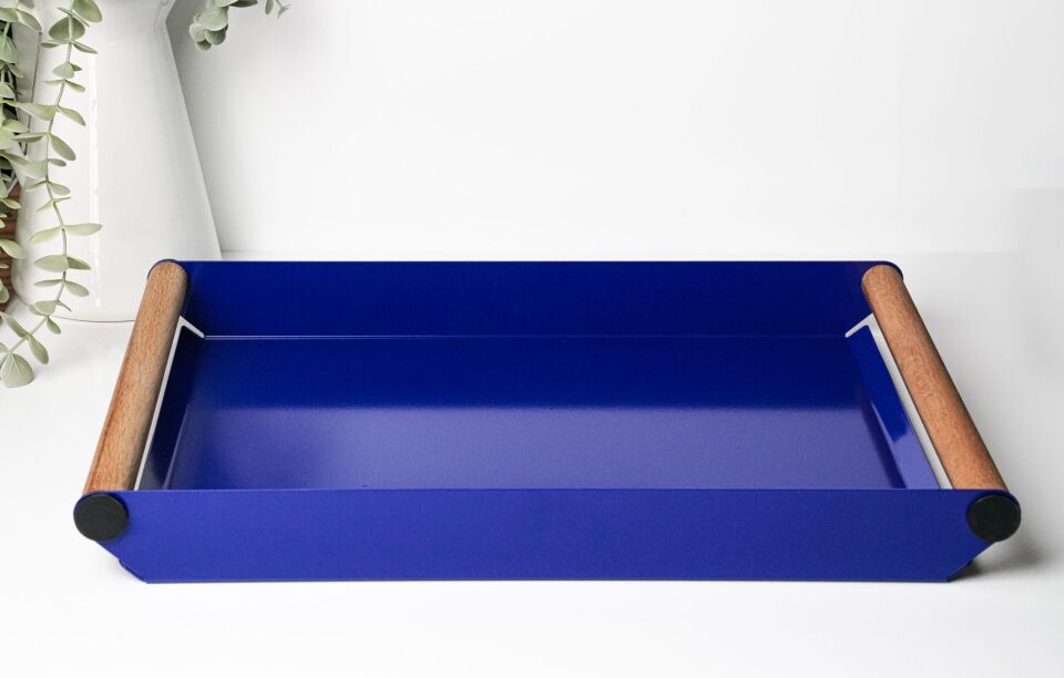 HNH-700 METAL TEPSİ | Ahşap Kulplu Pastel Servis Tepsisi