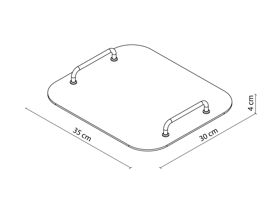 HNH-702 CAM TEPSİ | Çelik Kulplu Mantar Tabanlı Tepsi