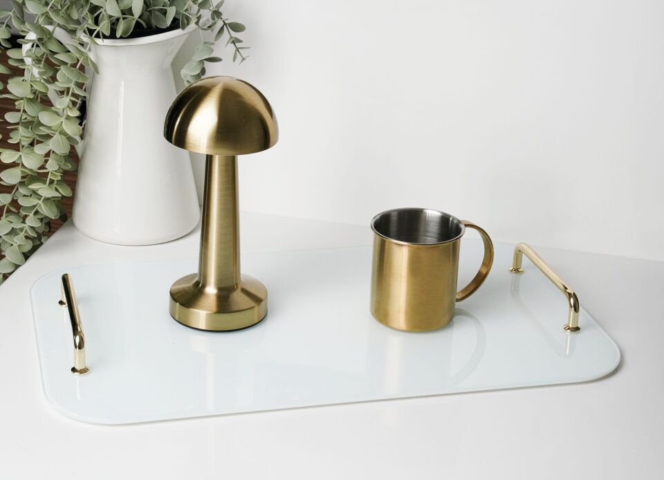 HNH-703 CAM TEPSİ | Büyük Çelik Kulplu Cam Tepsi