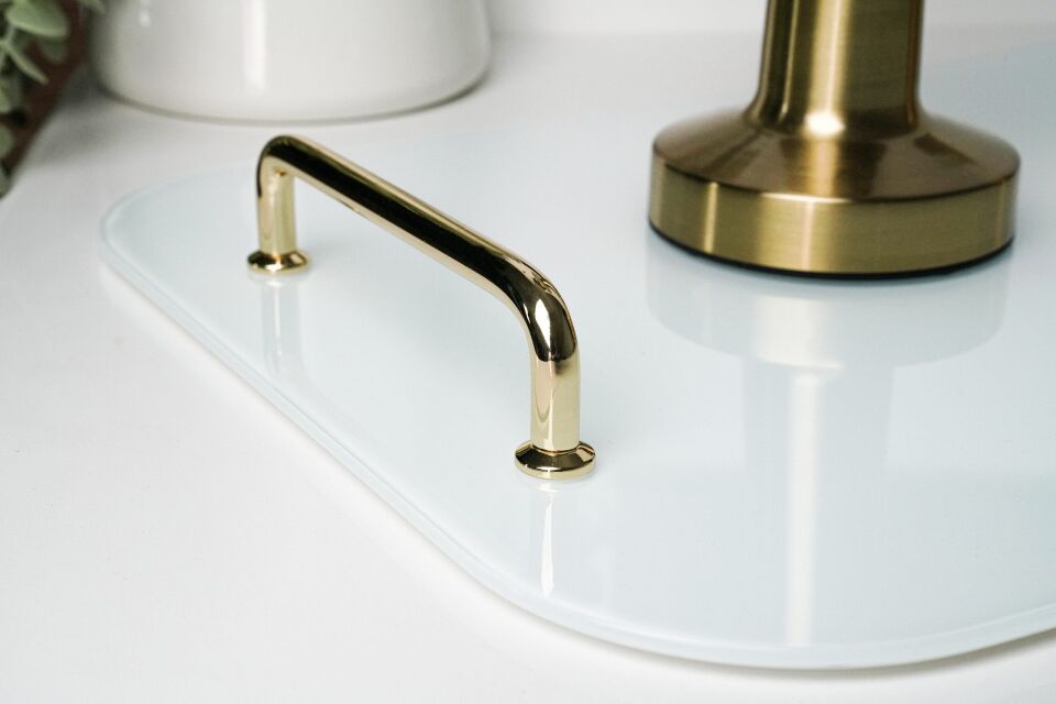 HNH-703 CAM TEPSİ | Büyük Çelik Kulplu Cam Tepsi