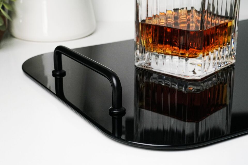 HNH-703 CAM TEPSİ | Büyük Çelik Kulplu Cam Tepsi