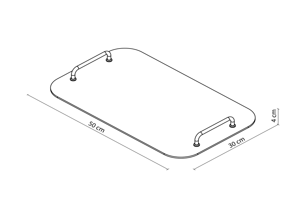 HNH-703 CAM TEPSİ | Büyük Çelik Kulplu Cam Tepsi