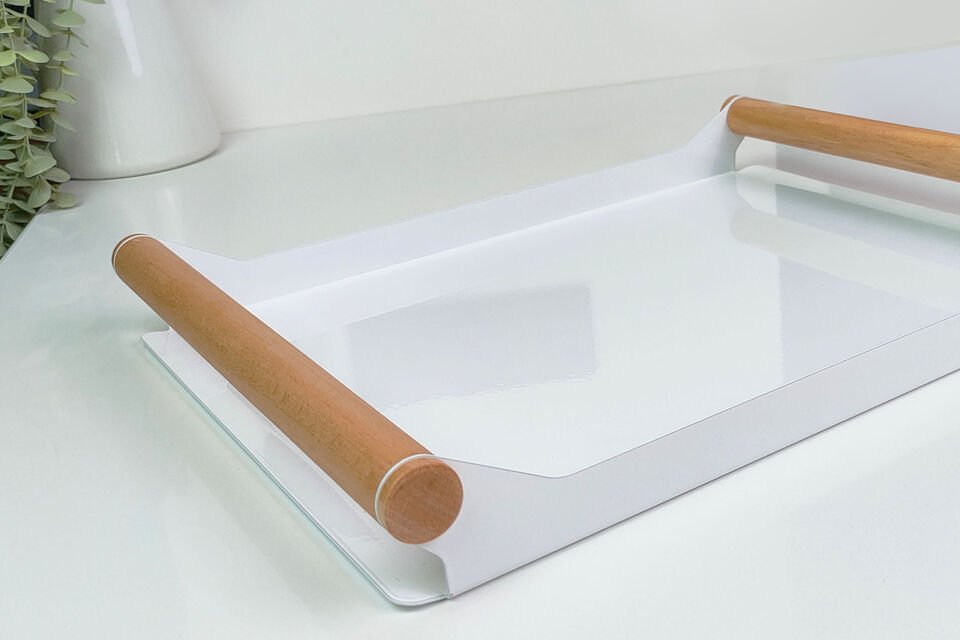 HNH-704 METAL TEPSİ | Ahşap Saplı Pastel Sunum Tepsisi