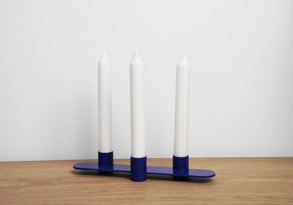 HNH-202 MUMLUK | Üçlü Tek Parça Metal Mumluk