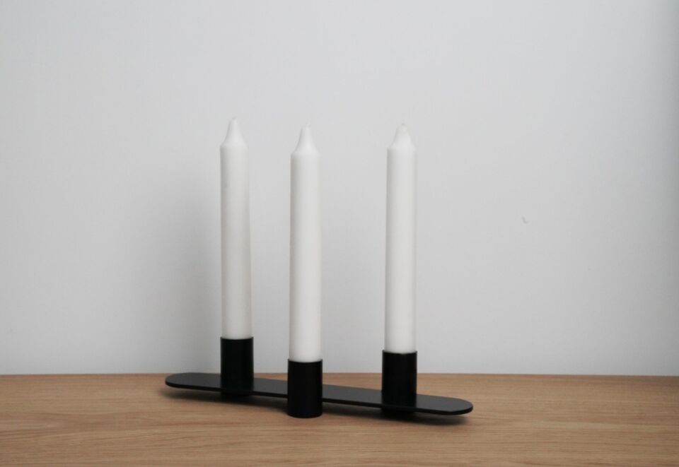 HNH-202 MUMLUK | Üçlü Tek Parça Metal Mumluk