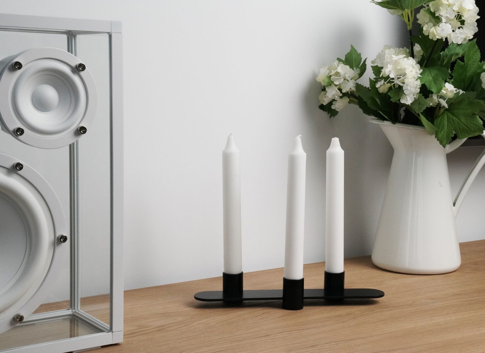 HNH-202 MUMLUK | Üçlü Tek Parça Metal Mumluk