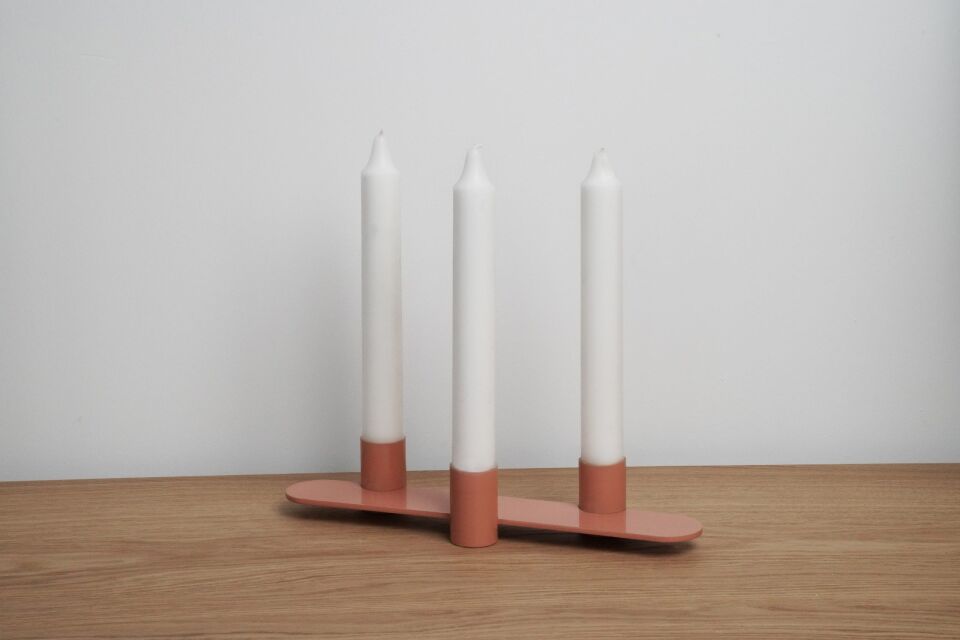 HNH-202 MUMLUK | Üçlü Tek Parça Metal Mumluk