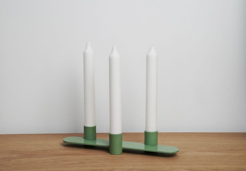 HNH-202 MUMLUK | Üçlü Tek Parça Metal Mumluk