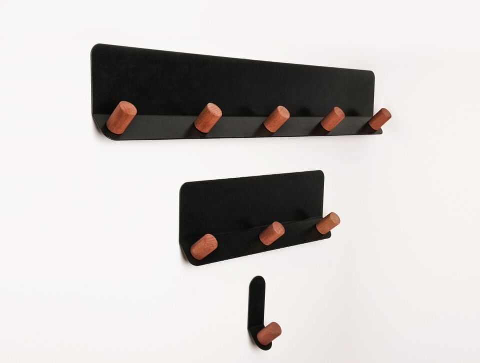 HNH-601 ASKILIK | Ahşap Kancalı Metal Duvar Askılığı