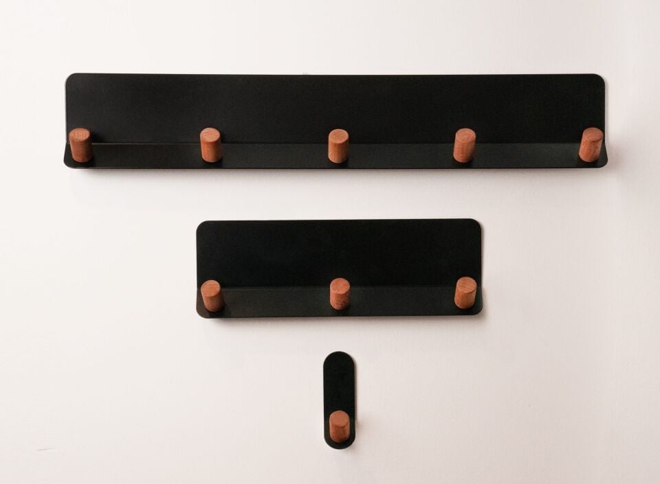 HNH-601 ASKILIK | Ahşap Kancalı Metal Duvar Askılığı