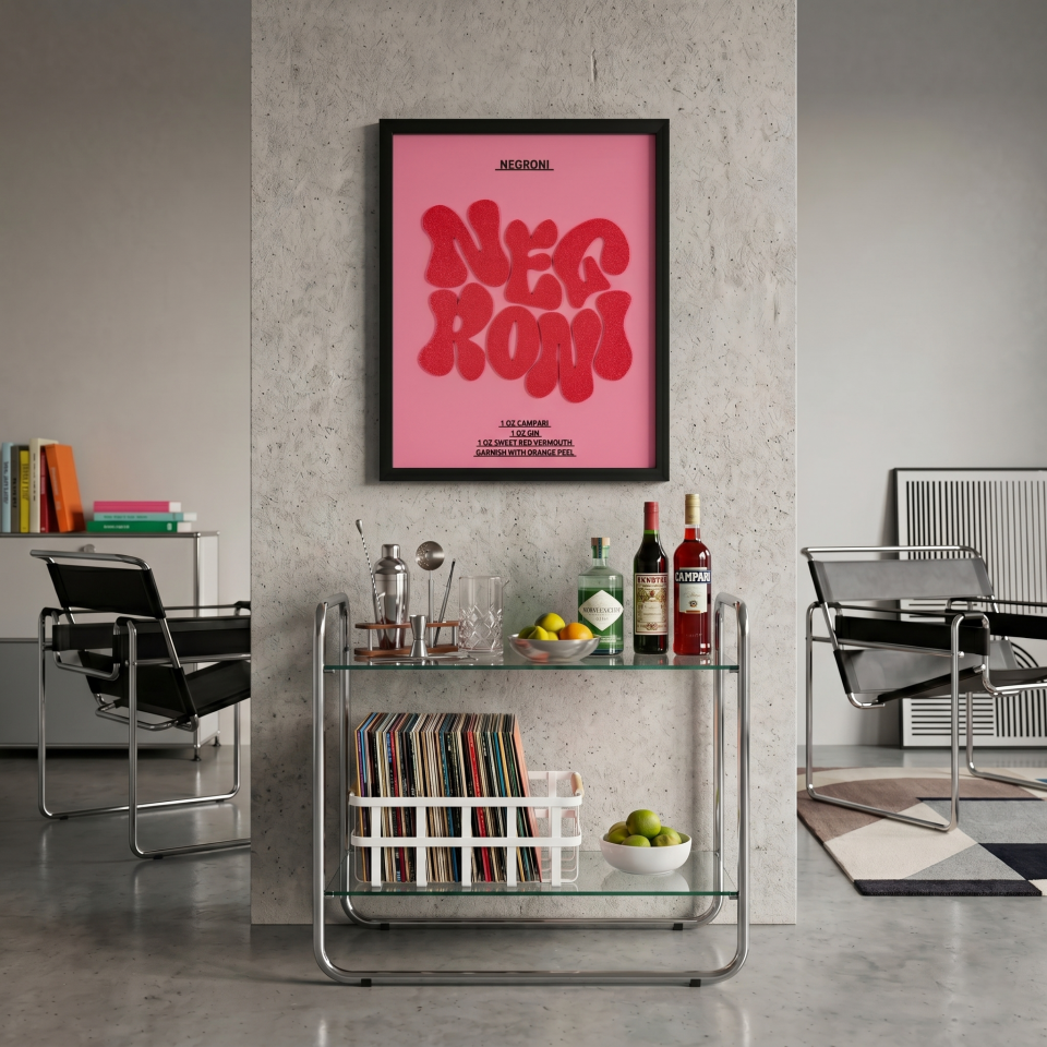 NEGRONİ TABLO | Ahşap Çerçeve 3 Boyutlu