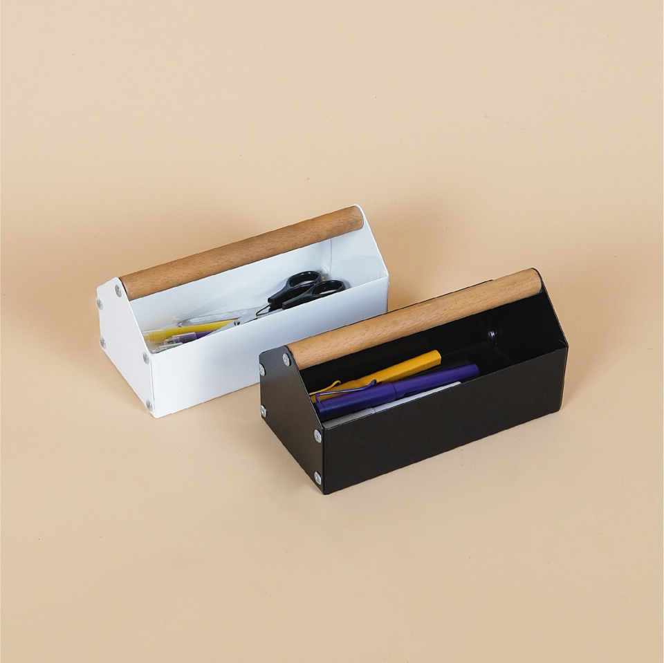 MIDBOX KUTU | Ahşap Saplı Metal Kutu - Beyaz
