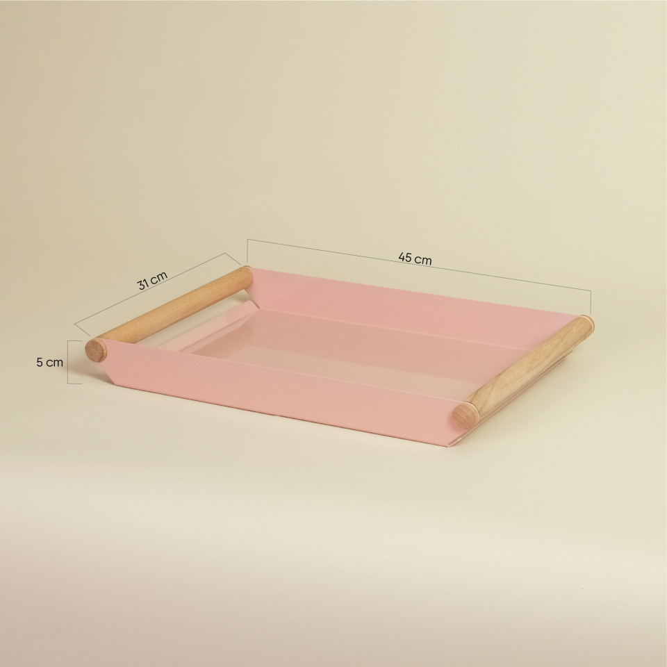 FOLD TEPSİ | Ahşap Kulplu Tepsi - Somon