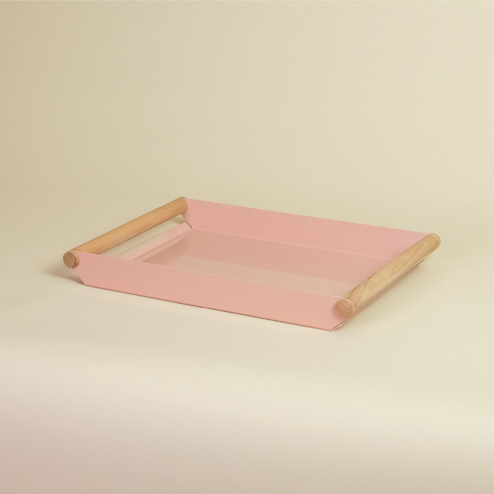 FOLD TEPSİ | Ahşap Kulplu Tepsi - Somon