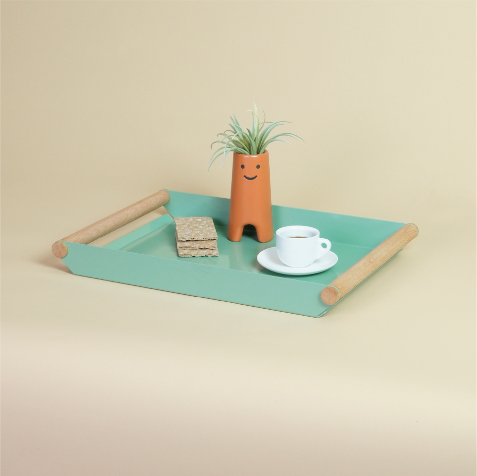 FOLD TEPSİ | Ahşap Kulplu Tepsi - Mint Yeşil