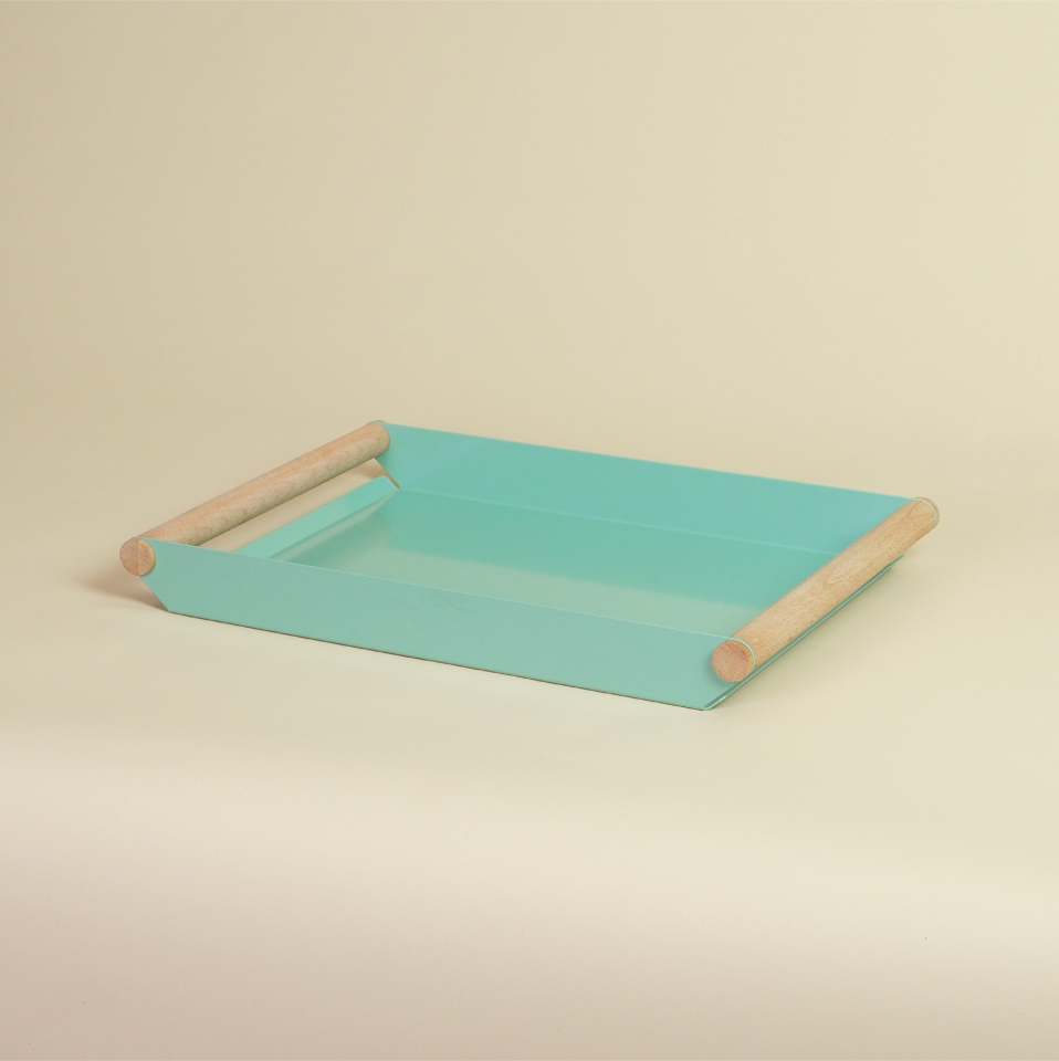FOLD TEPSİ | Ahşap Kulplu Tepsi - Mint Yeşil
