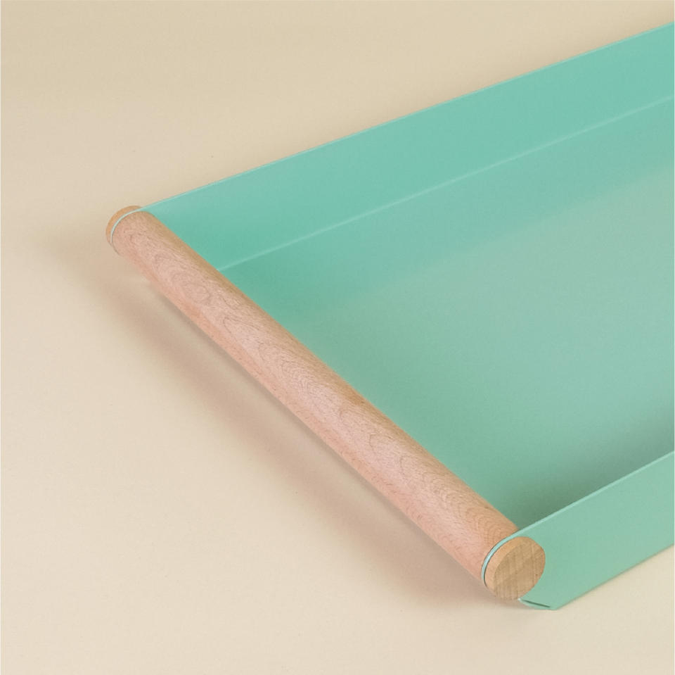 FOLD TEPSİ | Ahşap Kulplu Tepsi - Mint Yeşil