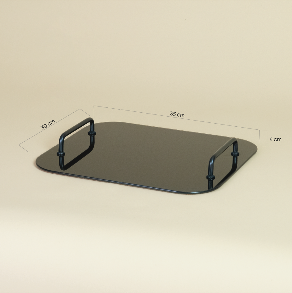 FLAT TEPSİ | Küçük Cam Tepsi - Siyah