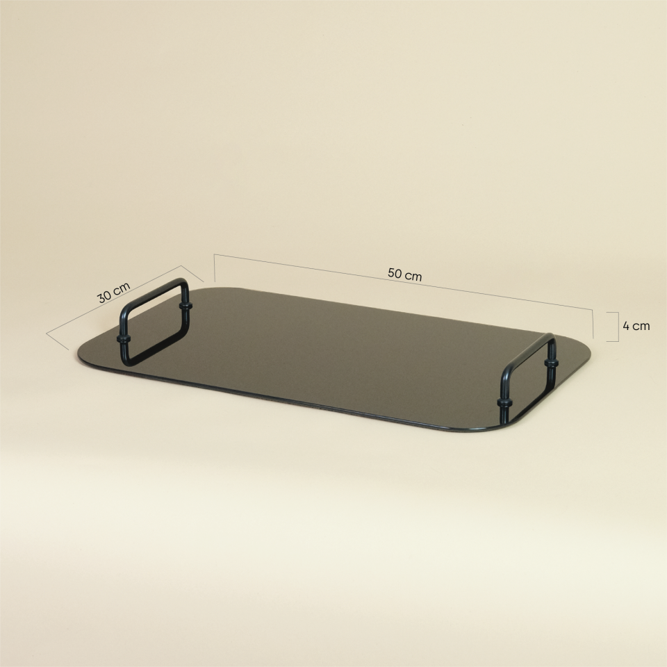 FLAT TEPSİ | Büyük Cam Tepsi - Siyah