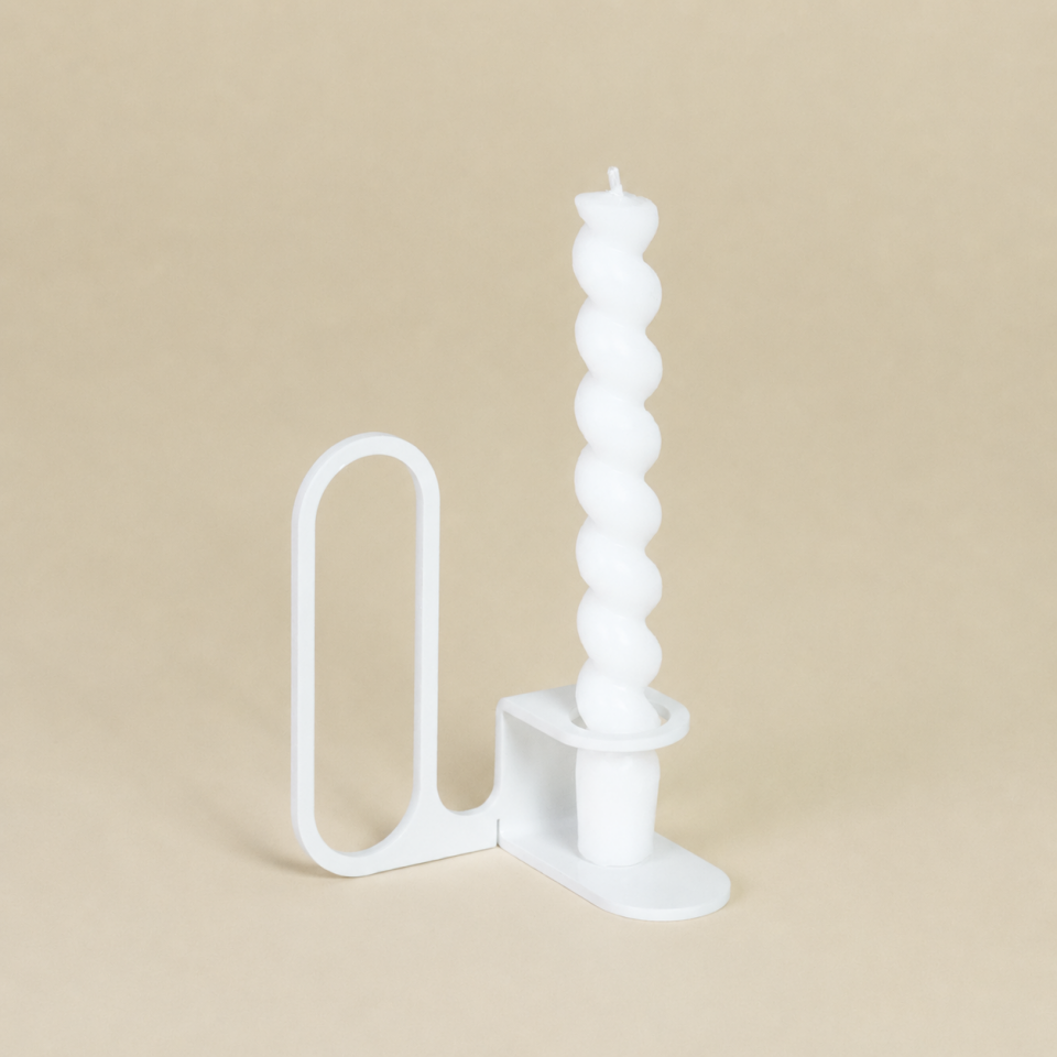 LOOPY MUMLUK | İğneli Minimal Metal Mumluk - Beyaz
