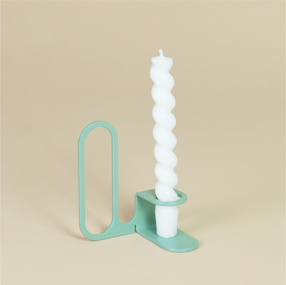 LOOPY MUMLUK | İğneli Minimal Metal Mumluk - Beyaz