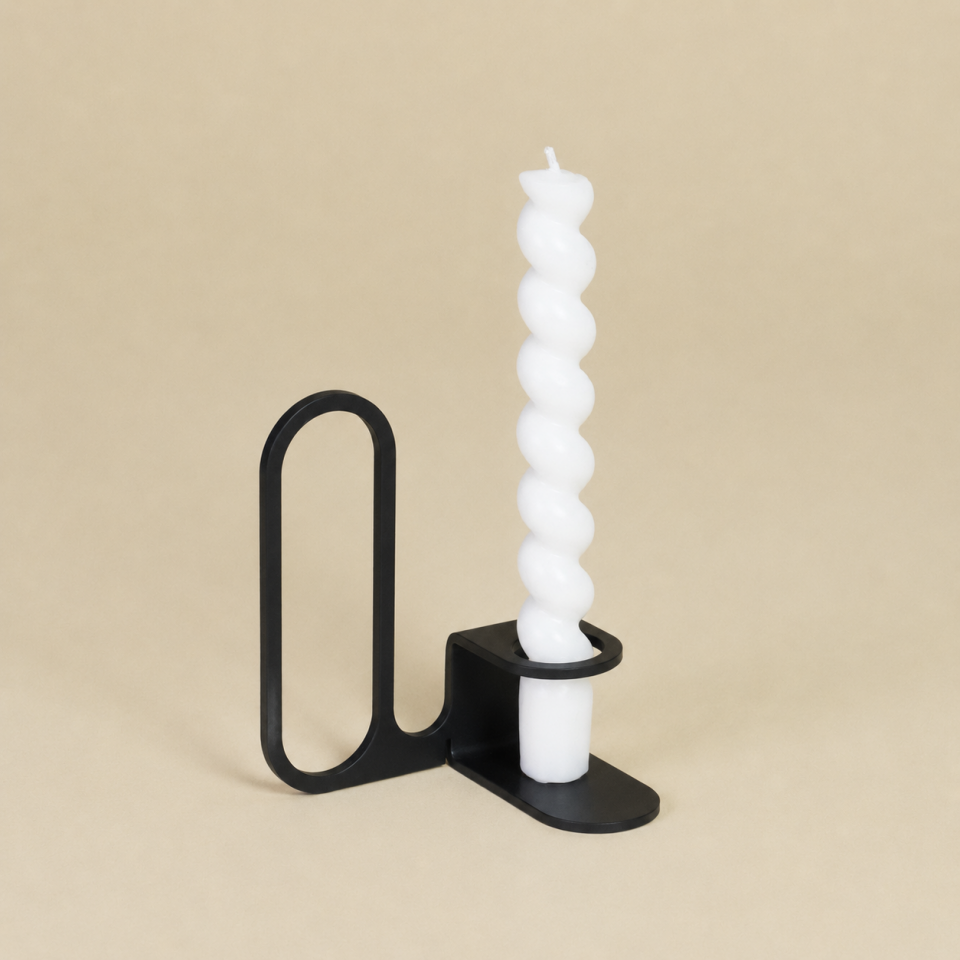 LOOPY MUMLUK | İğneli Minimal Metal Mumluk - Siyah