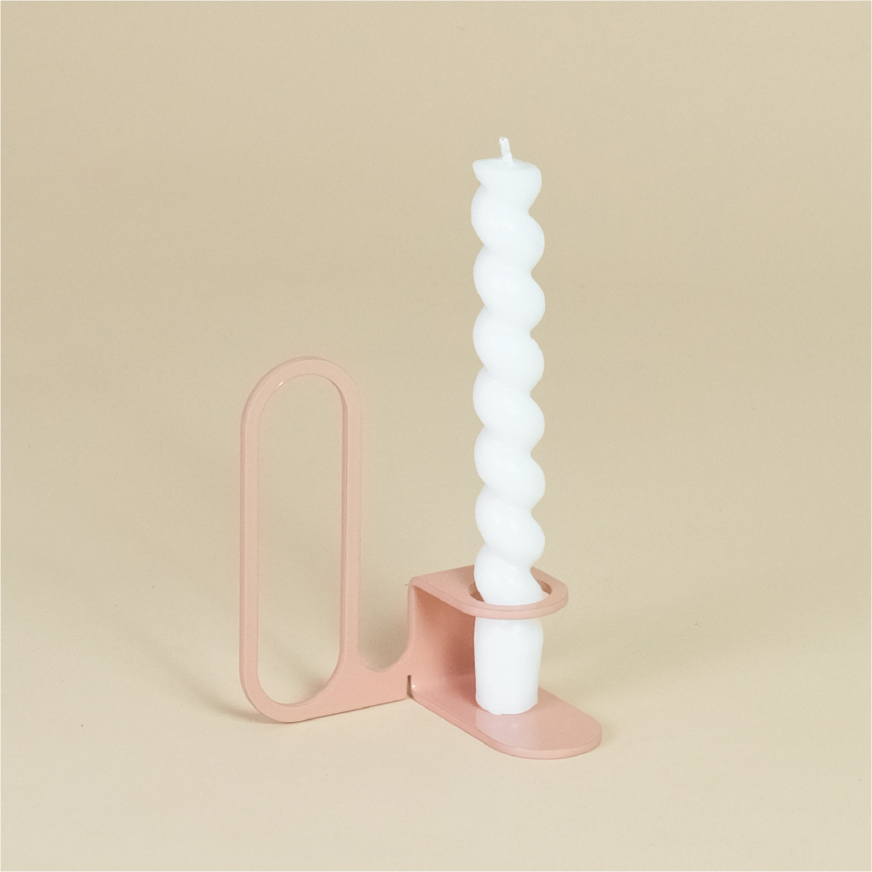 LOOPY MUMLUK | İğneli Minimal Metal Mumluk - Somon