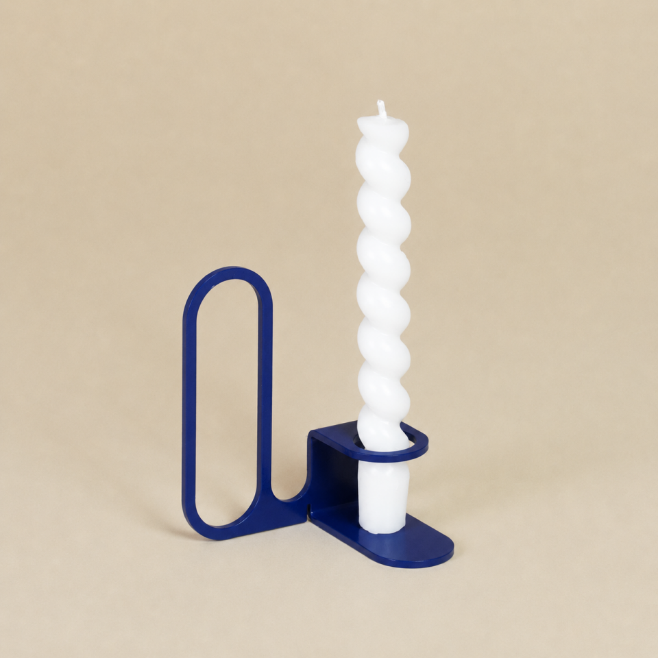 LOOPY MUMLUK | İğneli Minimal Metal Mumluk - Mavi