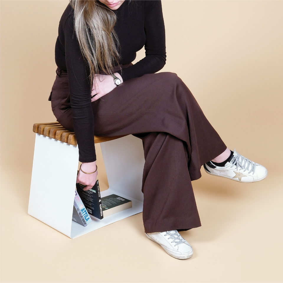 WAVE TABURE | AHŞAP METAL TABURE - Beyaz