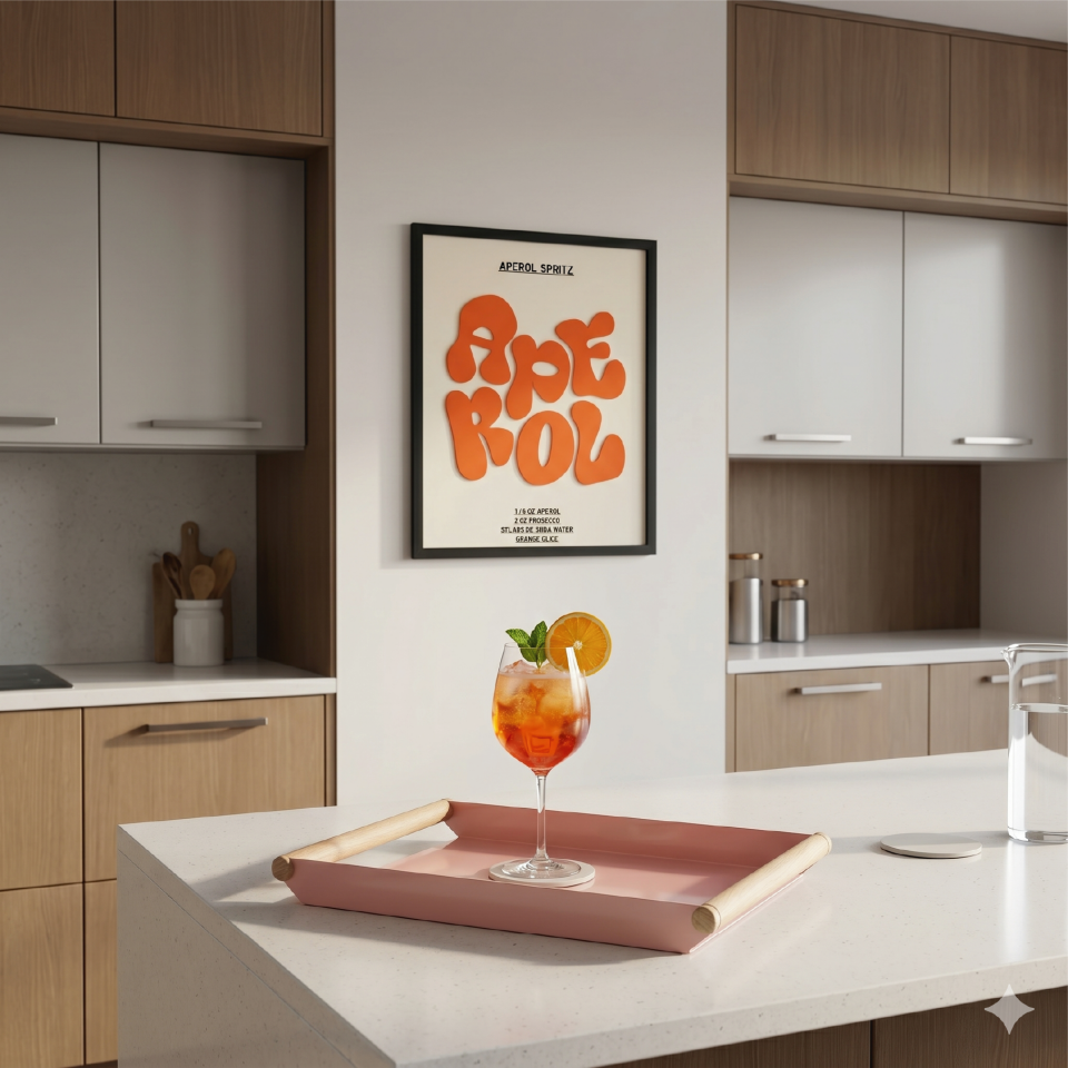 APEROL TABLO | Siyah Ahşap Çerçeve 3 Boyutlu