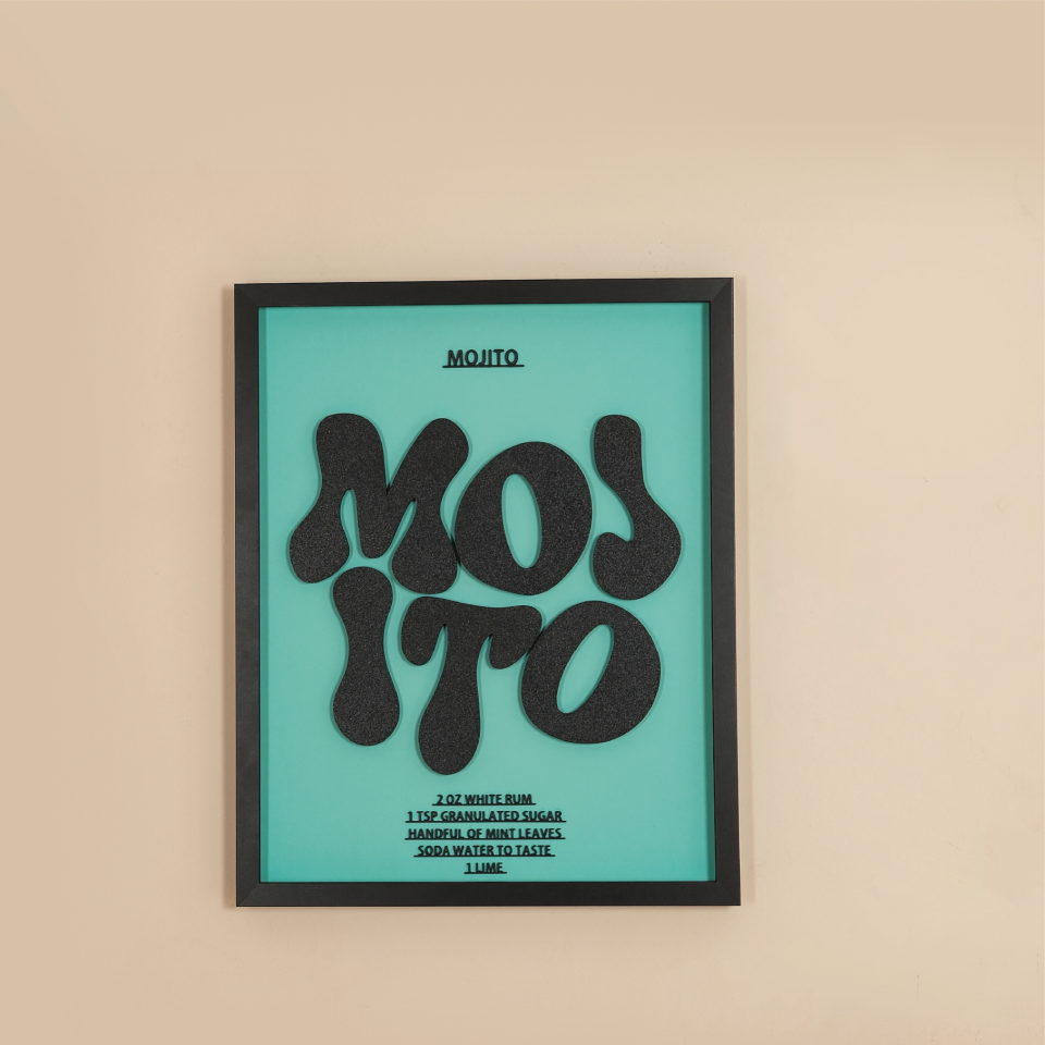 MOJİTO TABLO | Siyah Ahşap Çerçeve 3 Boyutlu